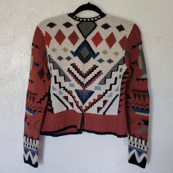 Peruvian Connection 100% Pima Cotton Colorful Southwest Style Shrug Sweater - Picture 8 of 16